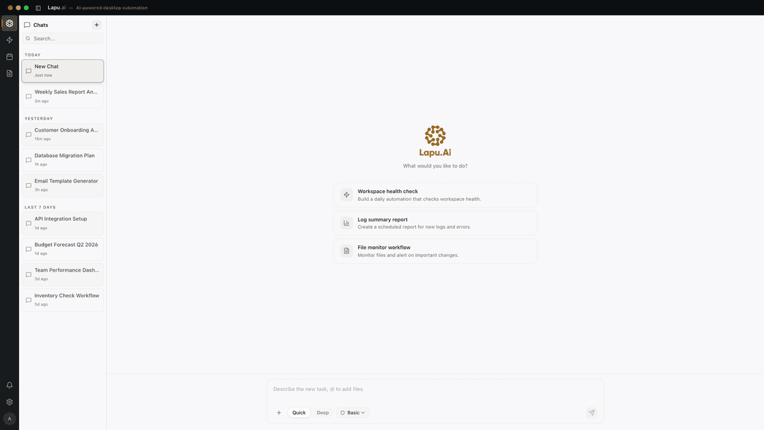 Lapu AI desktop agent interface